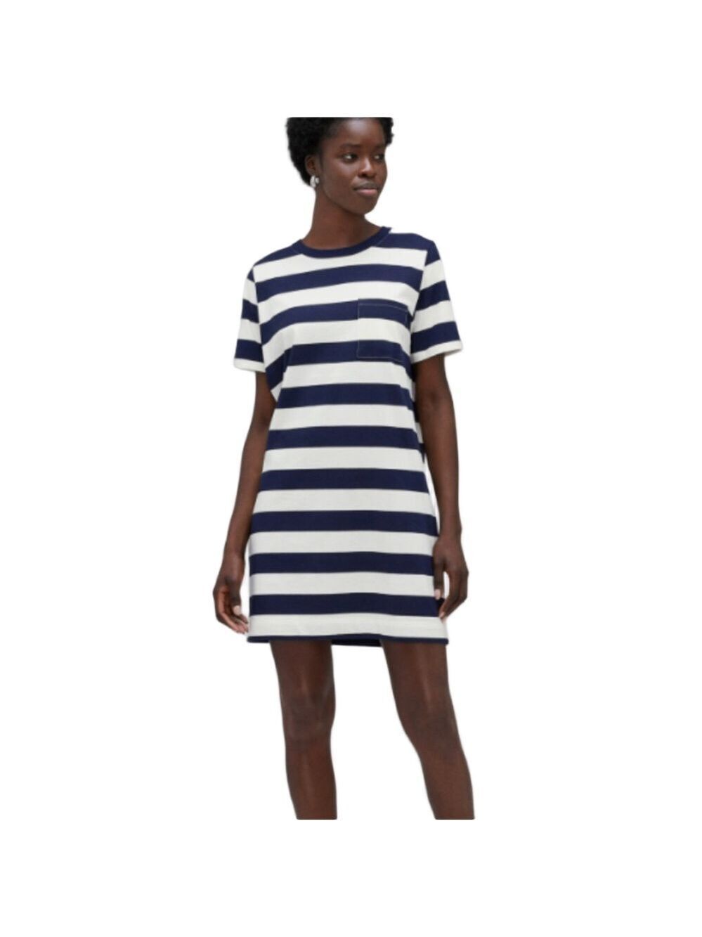 Everlane Navy White Striped Mini Dress XL Short Sleeve Coastal Minimalist